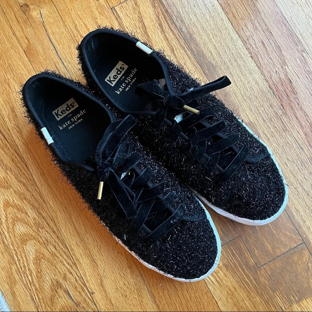 Kate Spade x Keds Black Tinsel Sneakers with Velvet Laces